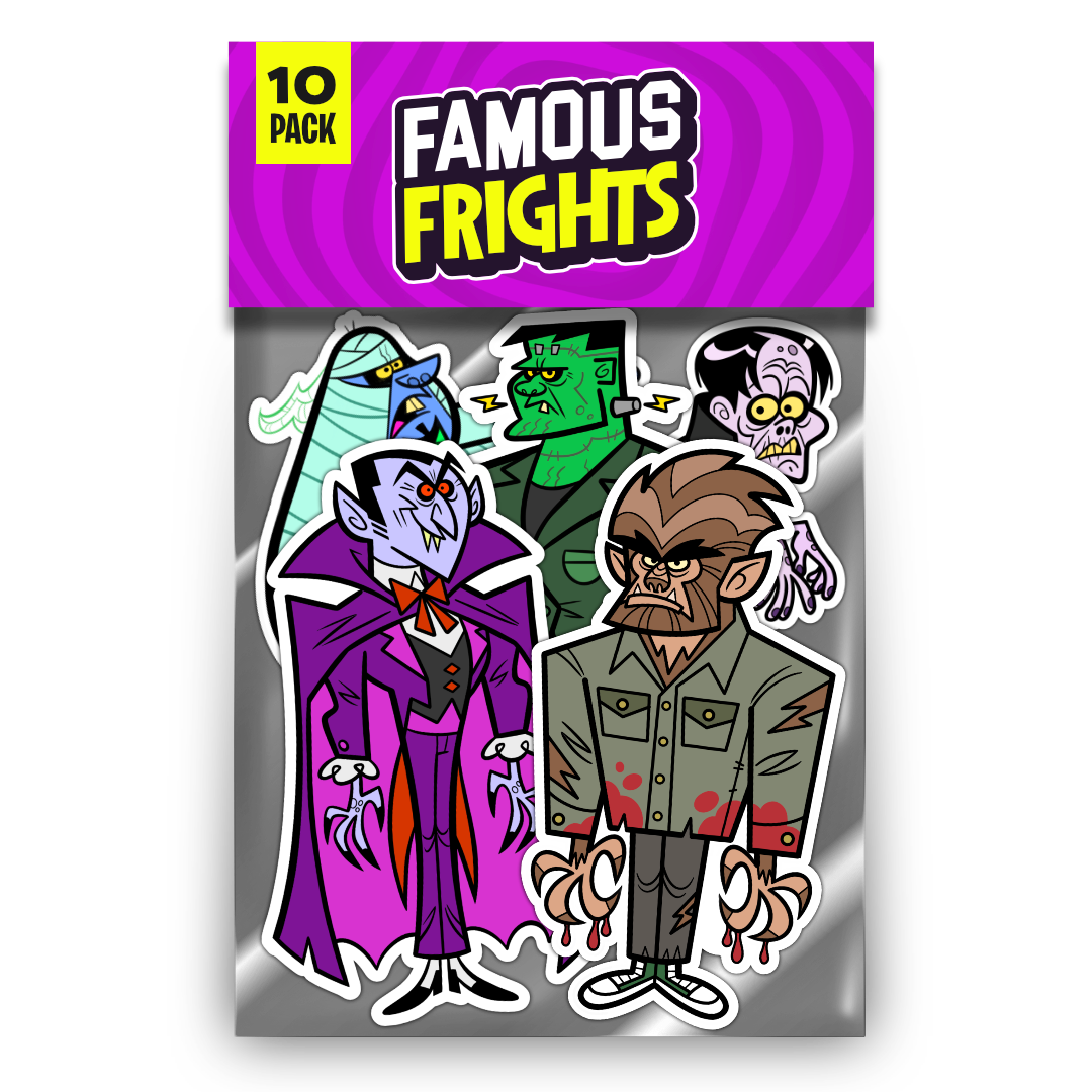Famous Frights Sticker Pack. Set #1 - Classic Monsters Famous Frights Sticker Pack. Set #1 - Classic Monsters